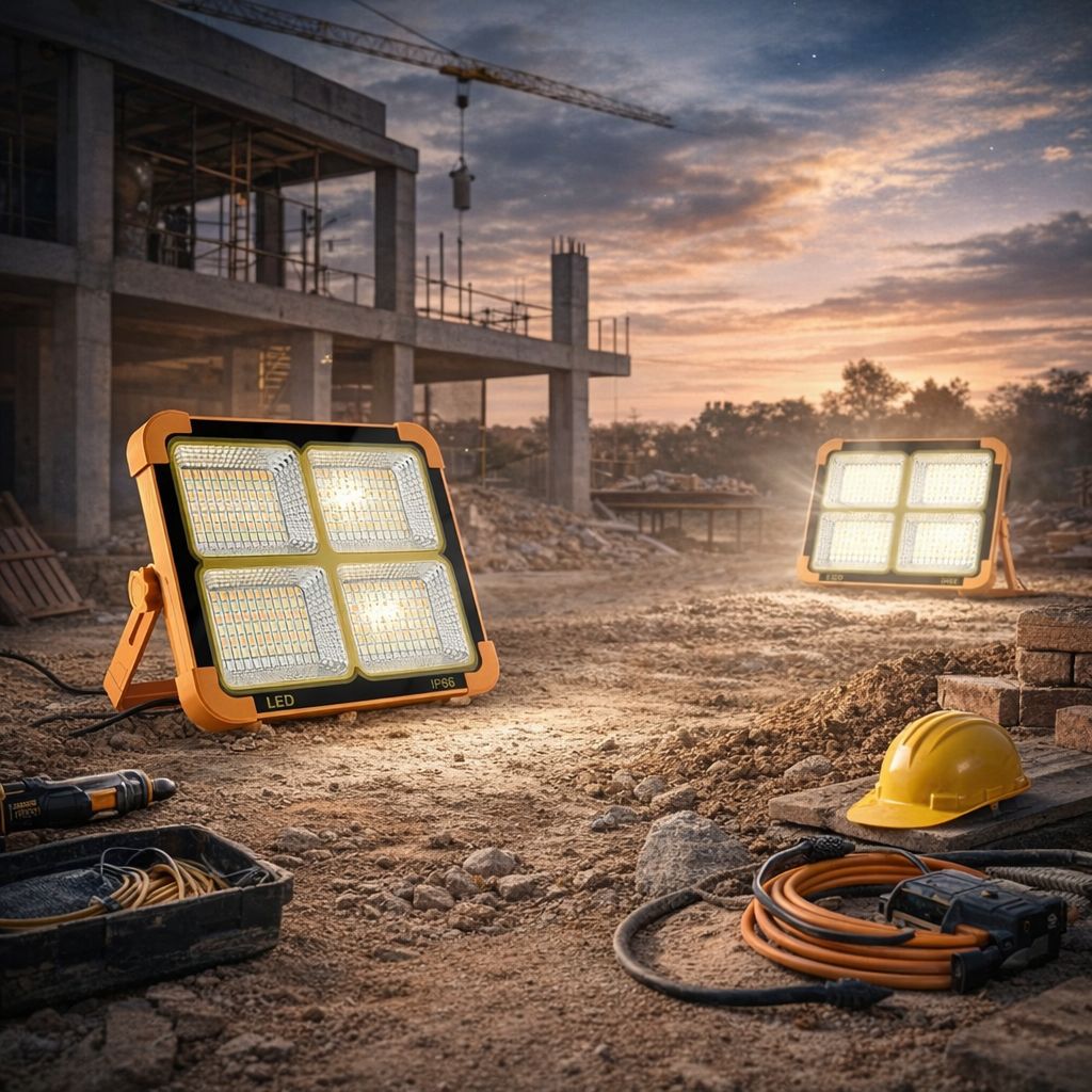2x LED Solar Arbeitsleuchte Akku Aufladbar Baustrahler Flutlicht