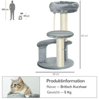 Katzenbaum Kratzbaum Kletterbaum Spielbaum Sisalsäule 65cm Grau