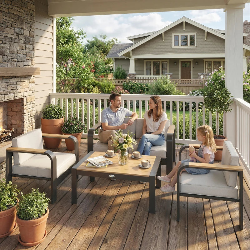 Gartenmöbelset Sitzgruppe 2er Sofa 2 Sessel Beistelltisch