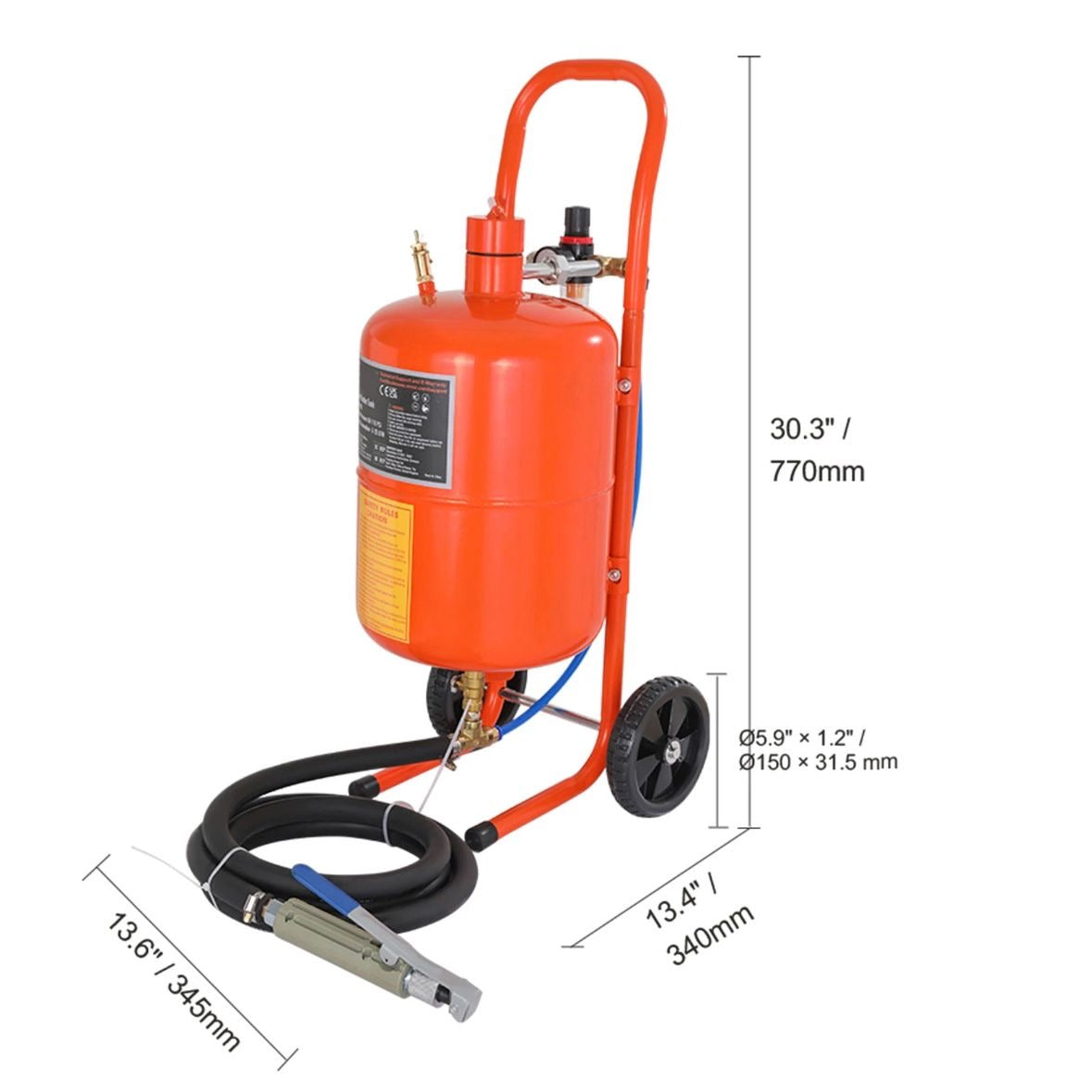 18,92L Mobiles Sandstrahlgerät 60–110PSI