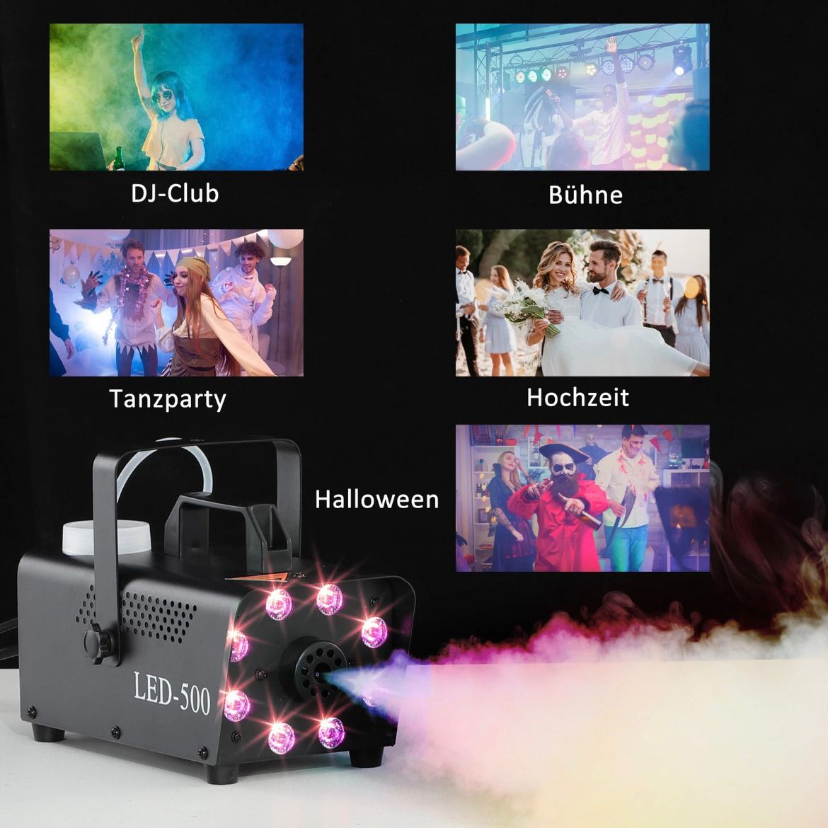 Nebelmaschine 450W Rauchmaschine LED Lichtern RGB Effekt