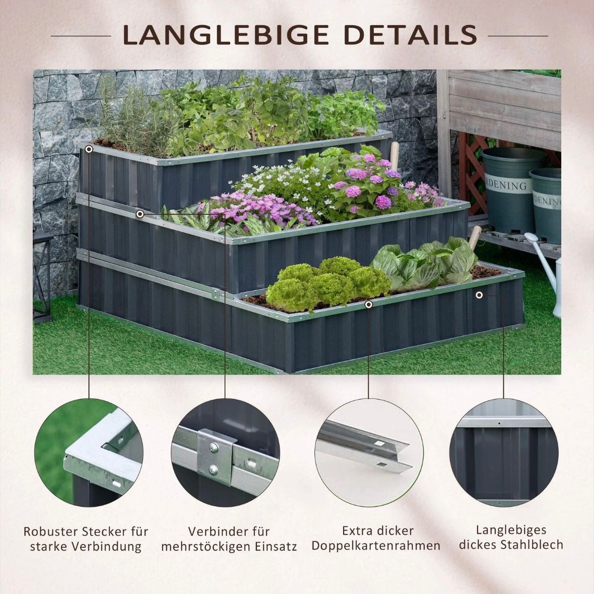 Hochbeet Stahl 3 stufige Gartenbeet