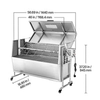 Spanferkel Grill Drehspieß Rotisserie XXL 60kg Edelstahl Elektrisch Grillrost