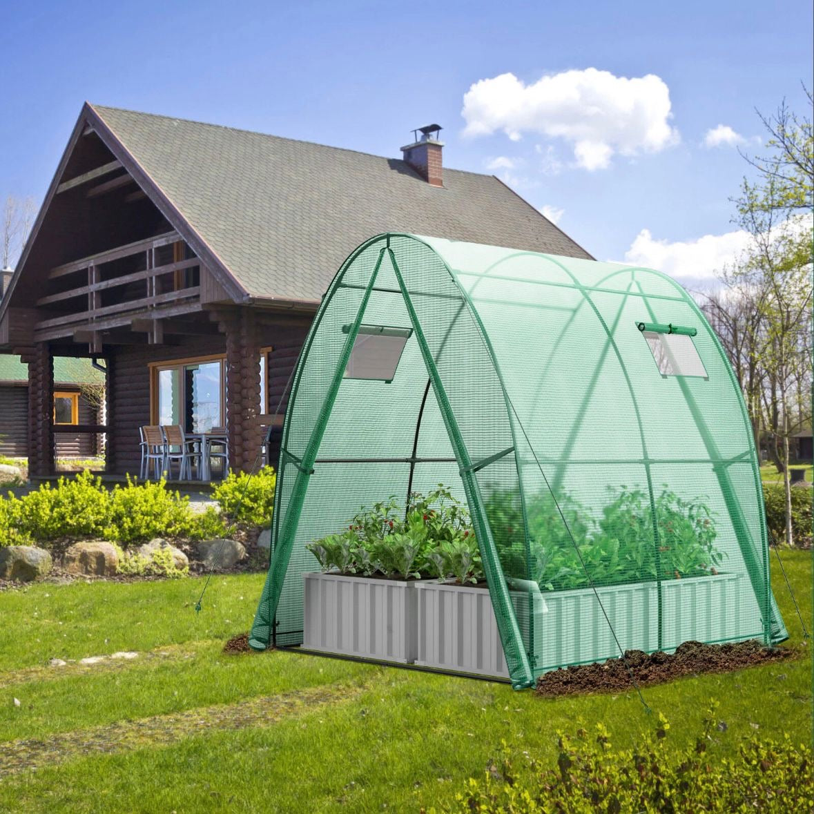 Gewächshaus Gartenhaus Treibhaus Foliengewächshaus 181x181x200cm Garten