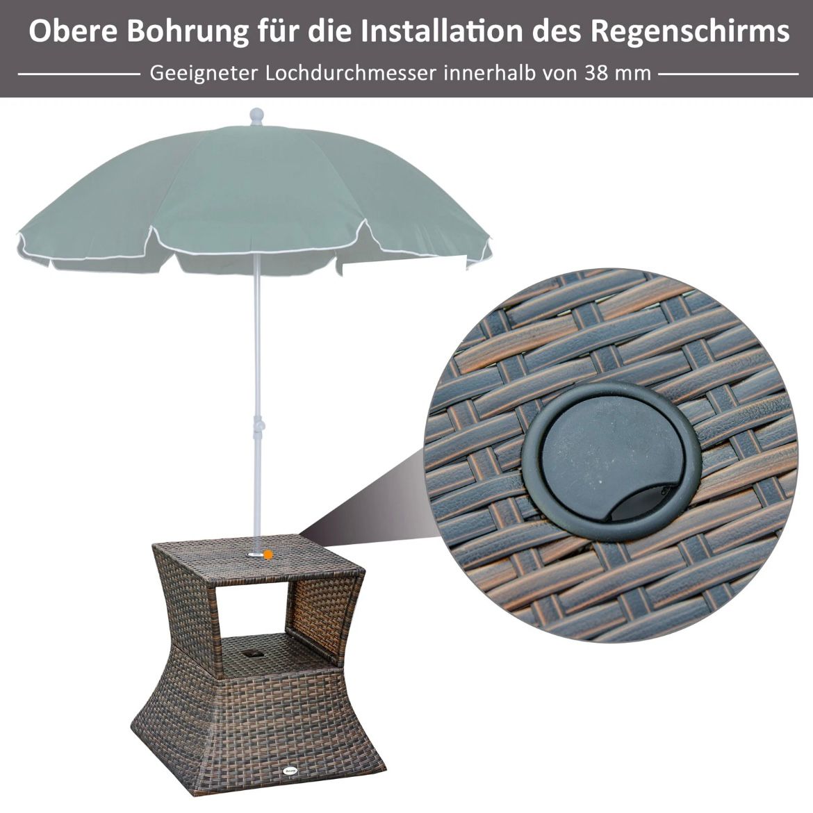 Gartentisch Beistelltisch Terrassentisch Sonnenschirmständer Gartenmöbel