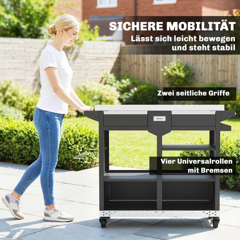 Grillwagen Grilltisch Arbeitsfläche Schrank Grill Outdoor