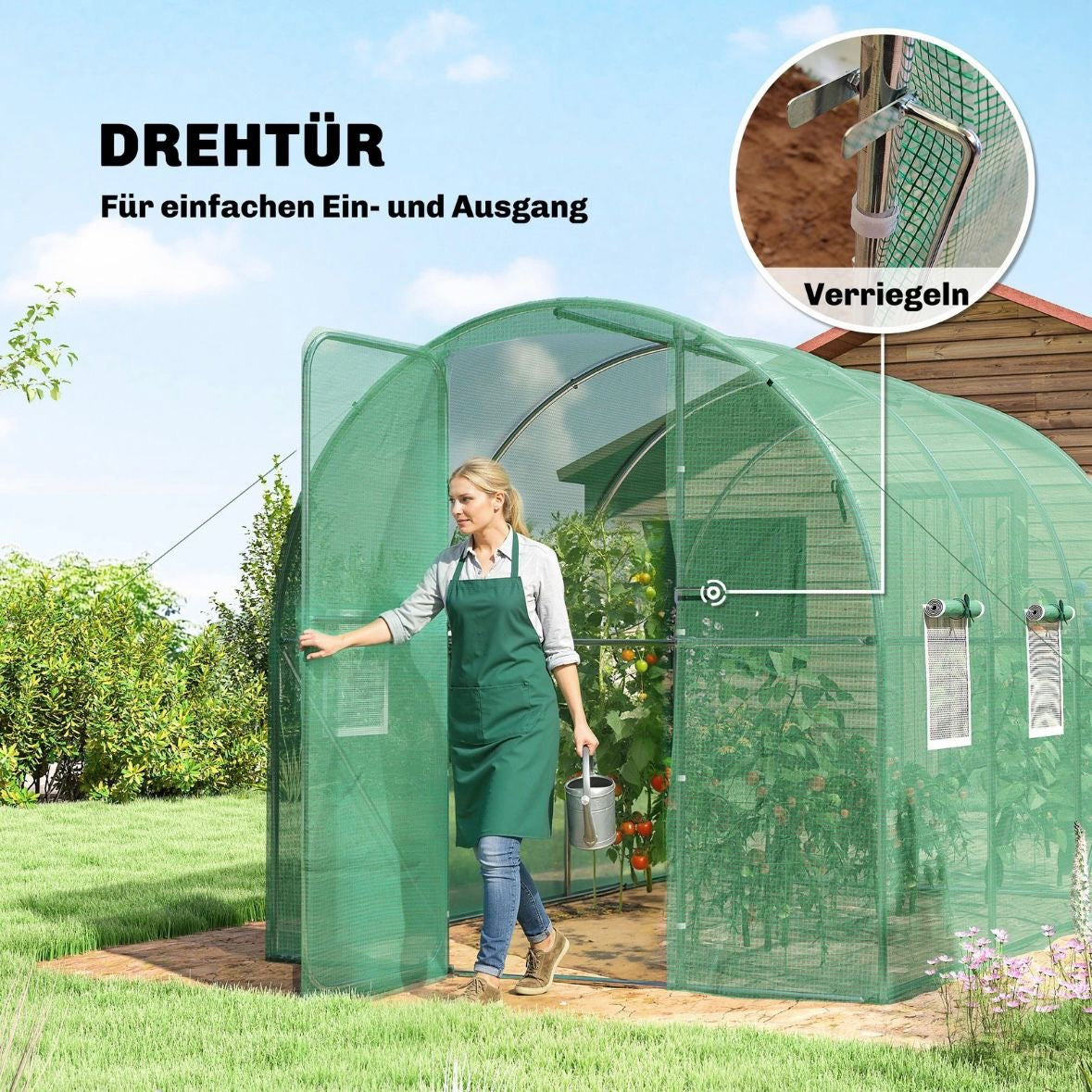 Gewächshaus 3x2x2m Foliengewächshaus Gartenhaus Pflanzenhaus Pflanzen