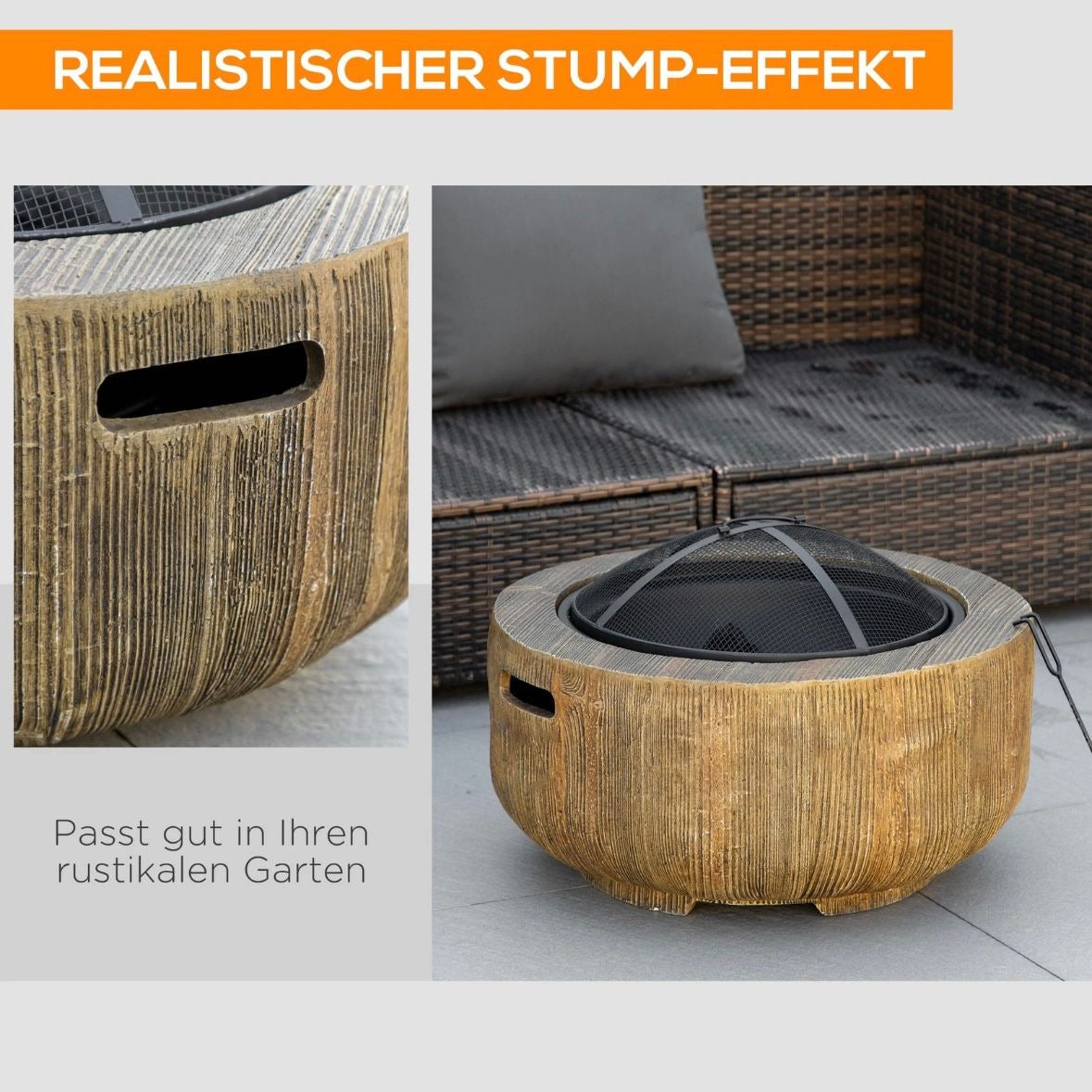 Feuerschale Feuerstelle Deckel Feuerkorb Schürhaken für Camping