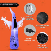 Halloween 3,6m Aufblasbarer Geist Außendekoration Beleuchtung 3-Farbig