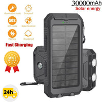Solar Powerbank 30000mAh Ladegerät Batterie LED 2 USB