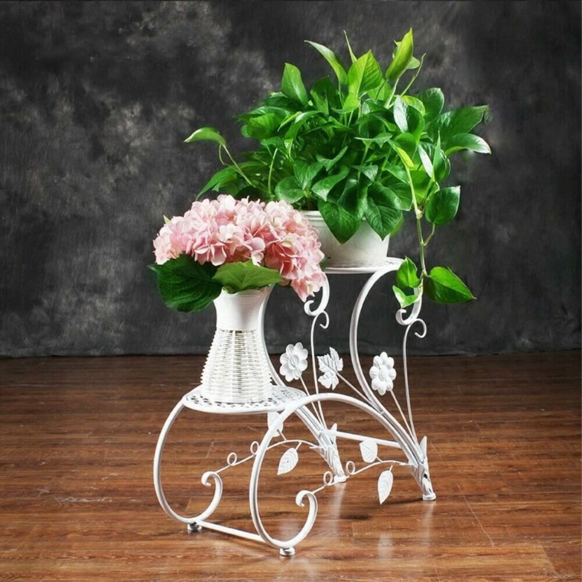 2x Blumenständer Set Blumenhocker Pflanzentreppe Herzform