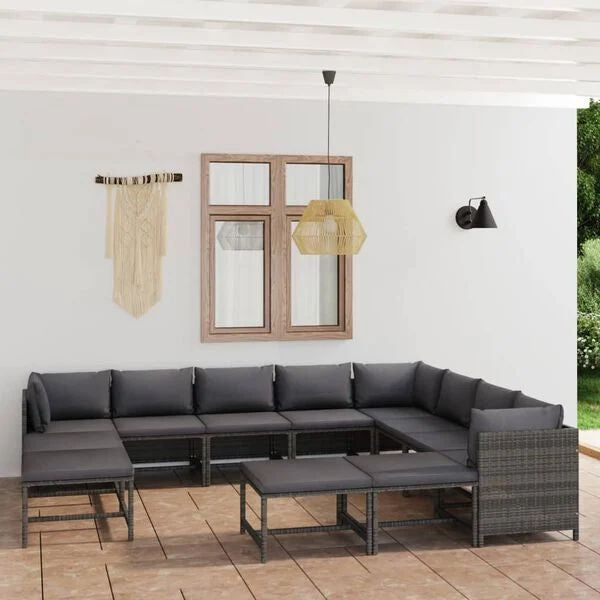 12tlg Gartenlounge Set Gartenmöbel Rattan Kissen Sitzecke
