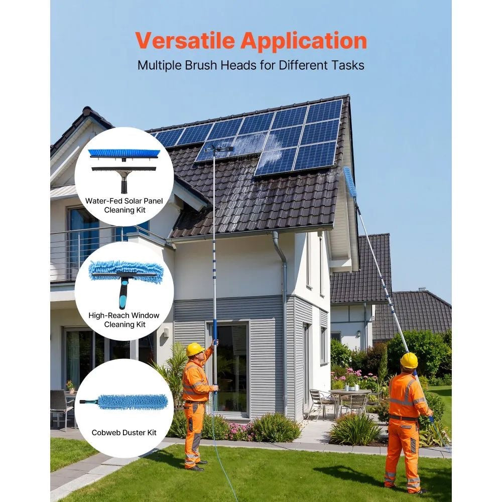 Solarpanel Reinigungsset Teleskop Bürste 10m mit Wasserdurchlauf Reinigung