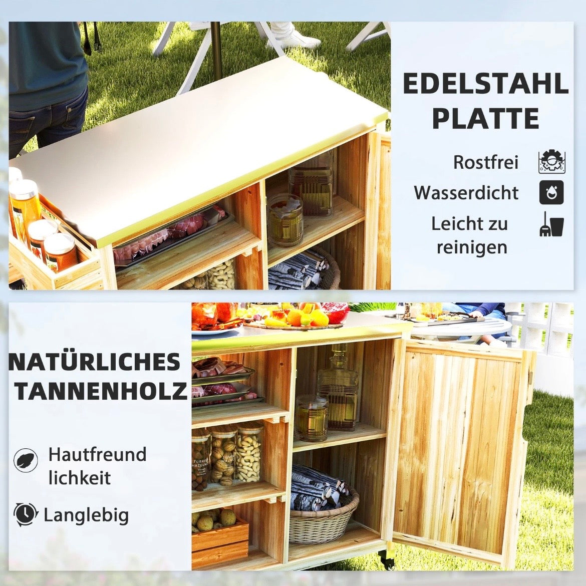 Grillwagen Servierwagen BBQ Grilltisch Gartengrill
