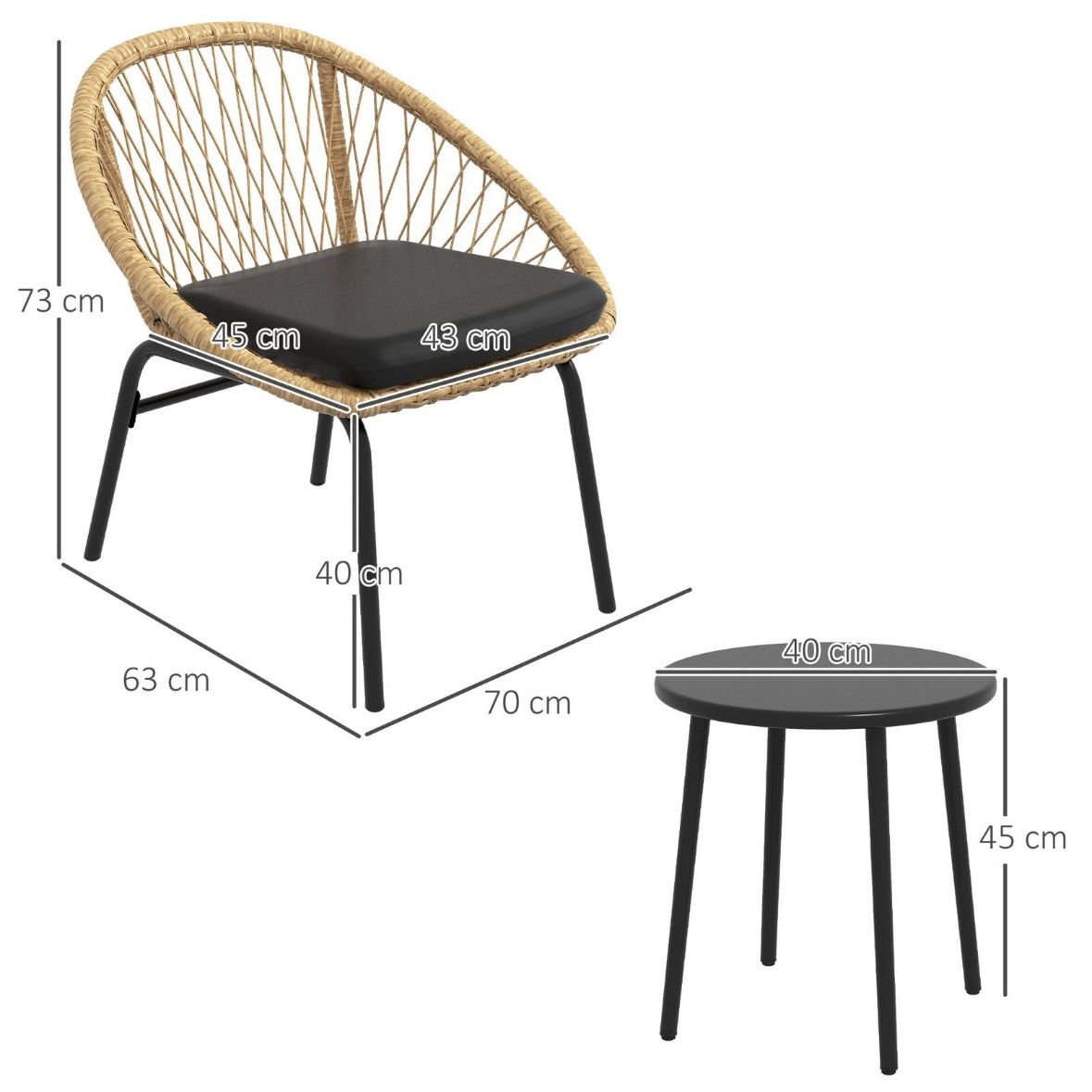 Gartenmöbel-Set 2 Stühlen Tisch