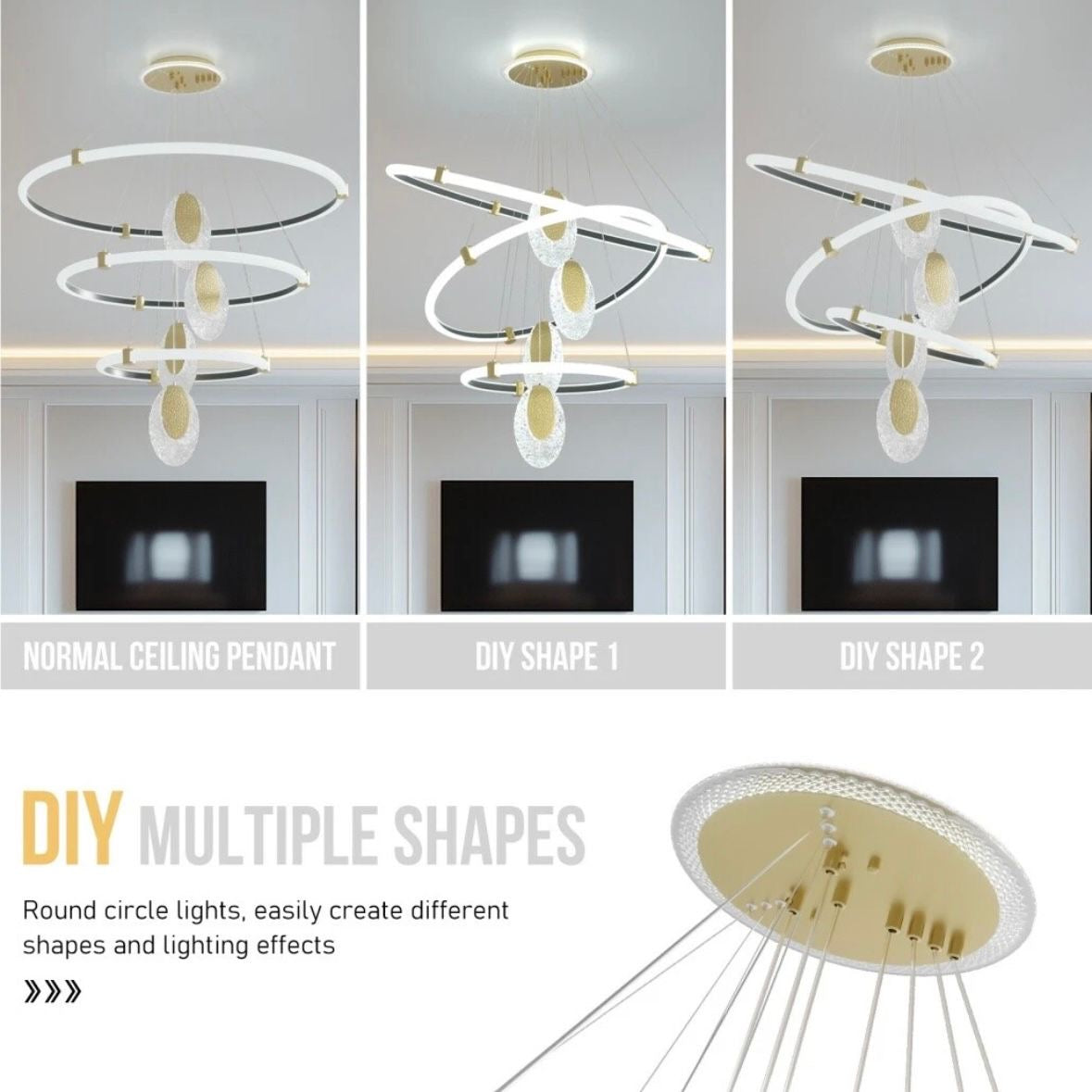 LED Kronleuchter Deckenlampe Hängelampe Ring Pendelleuchte Einstellbar