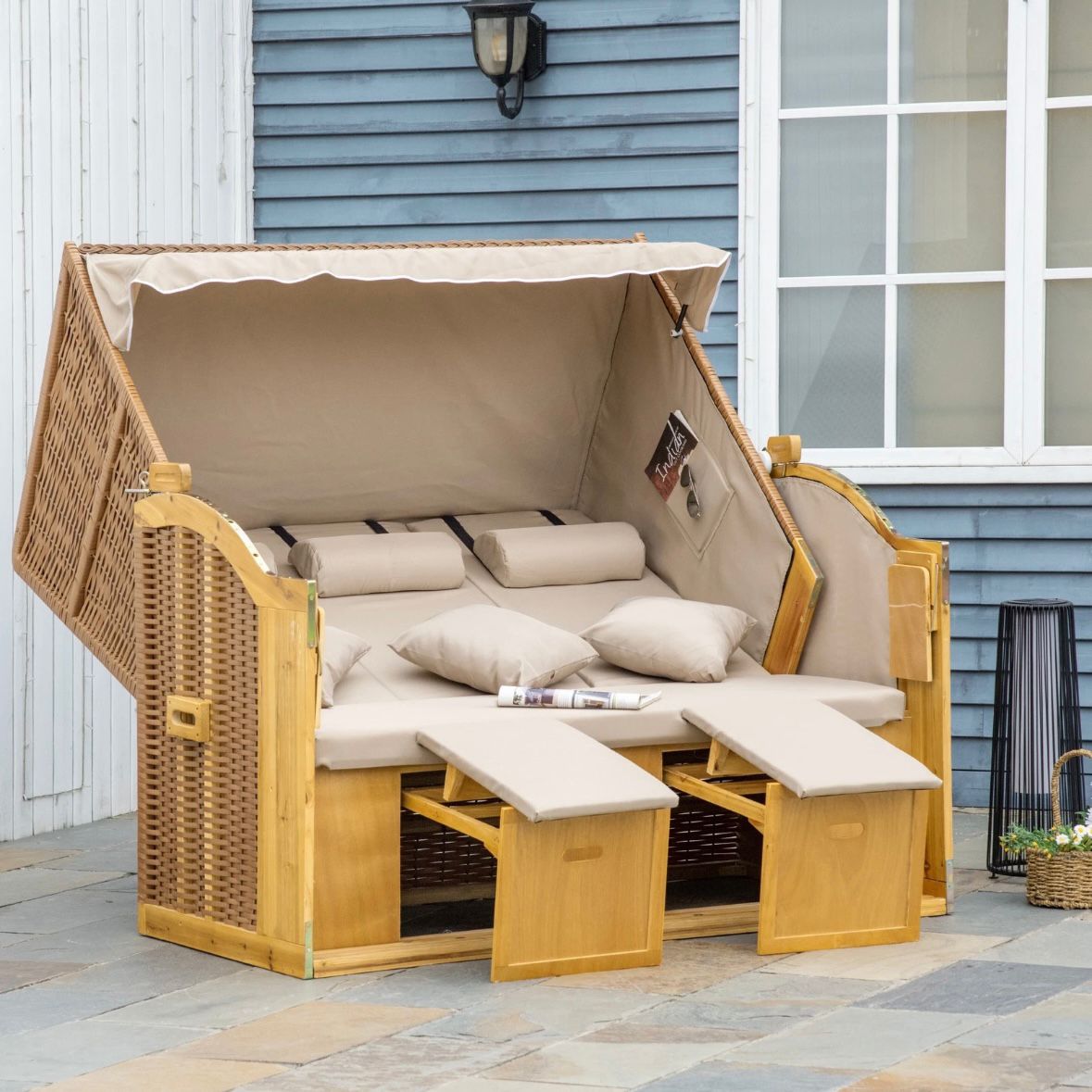 Strandkorb 3 Sitzer Gartenkorb Liegefunktion