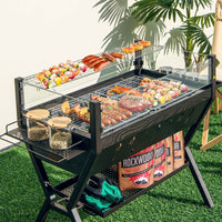 Holzkohlegrill Würzregalen Grillwagen Campinggrill BBQ Edelstahl Grill