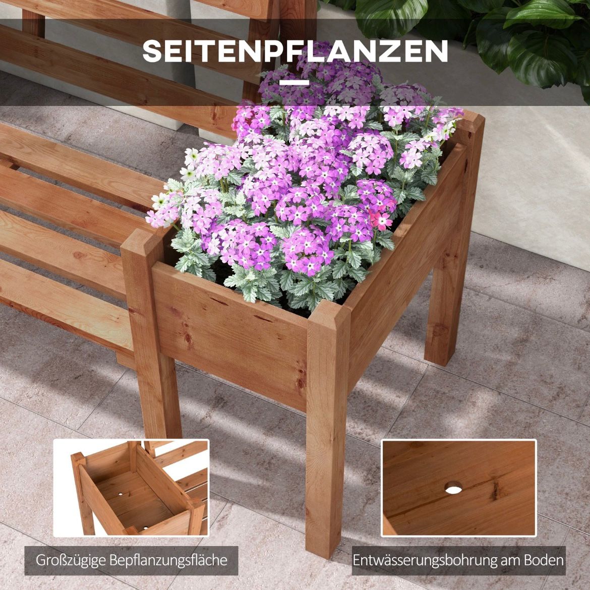 Gartenbank Sitzbank Holzbank Balkonbank Blumenkasten Gartendeko