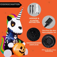 LED Halloween Skelett Einhorn 152cm Aufblasbar Gartendeko Deko Halloween