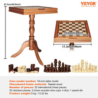 Schachspiel Holz 65x65x67cm Schachbrettspiel Schachfiguren Spielbrett Tisch