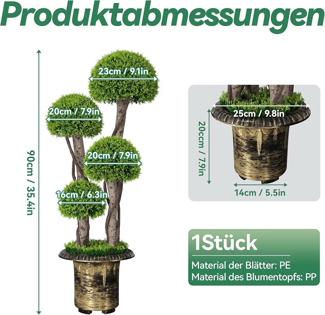 Künstlicher Pilzbaum Kunstpflanze 90cm Pflanze Dekoration Kunst
