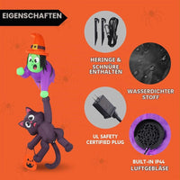 Halloween Aufblasbare Dachdekoration Hexe Katze XXL 244cm Gebläse