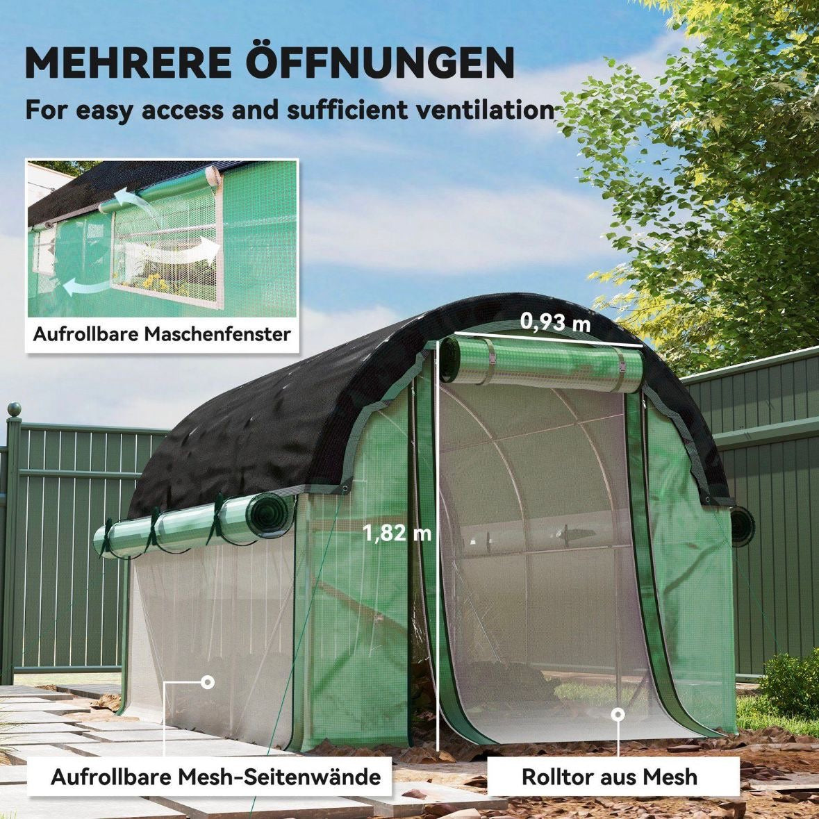 Gewächshaus 3x2x2m Foliengewächshaus Gartenhaus Garten Frühbeet