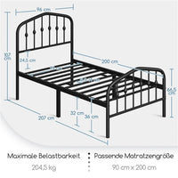 Antik Einzelbett Metallbett 90x200 Bettgestell Schlafzimmer