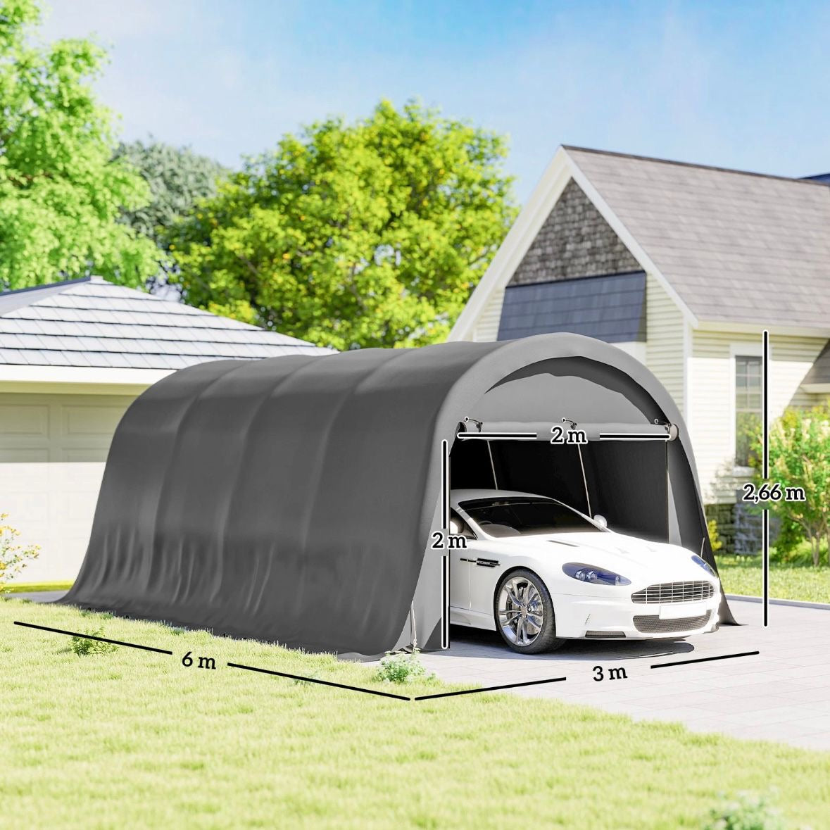 Carport Zeltgarage 3x6m Wasserdichtes Lagerzelt Seitenwänden Zelt