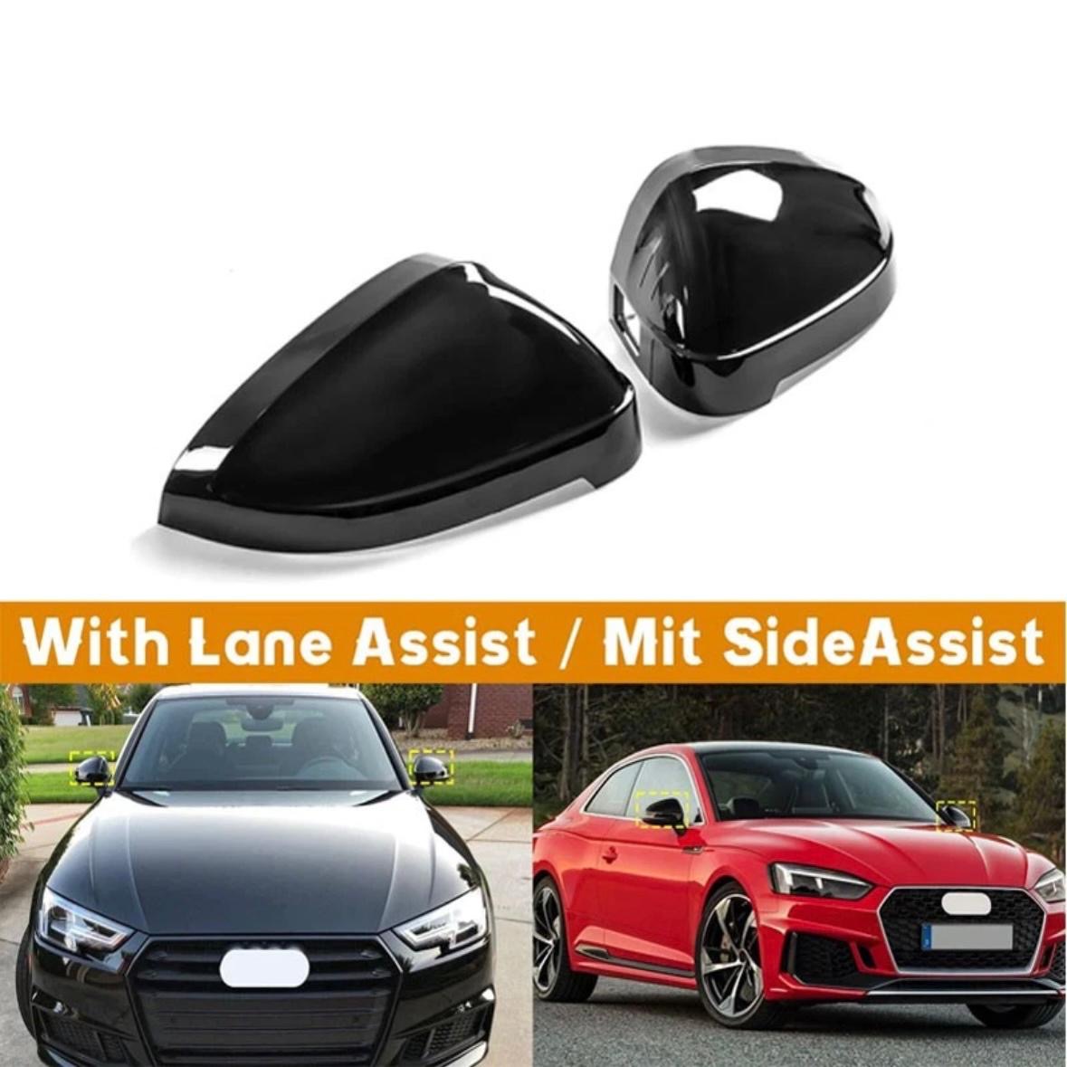 2x Schwarz Spiegelkappen für Audi A4 B9 8W S4 A5 F5 S5 2016-2024