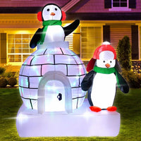 2,1m Aufblasbare Weihnachtsdekoration Pinguine Iglu LED Beleuchtung