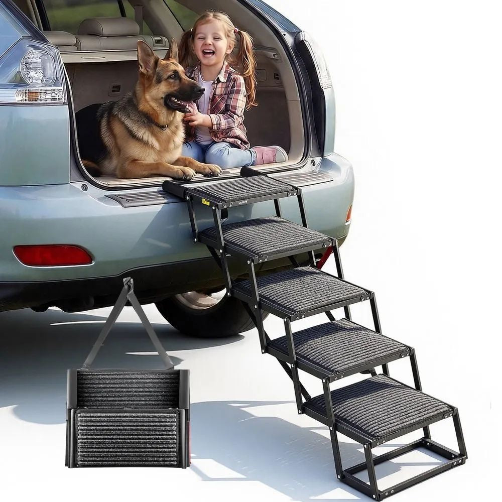 Hundetreppe Auto faltbar Einstiegshilfe 5 Stufen höhenverstellbar 90kg
