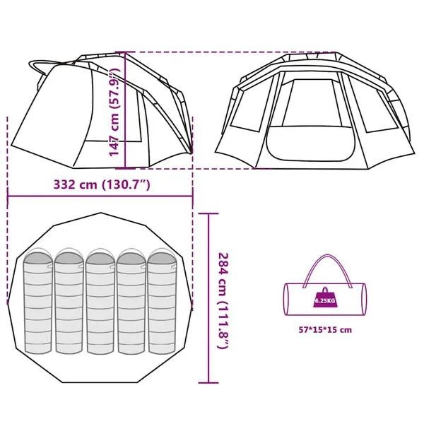 5 Personen Angelzelt Outdoor Zelt Camping Grau