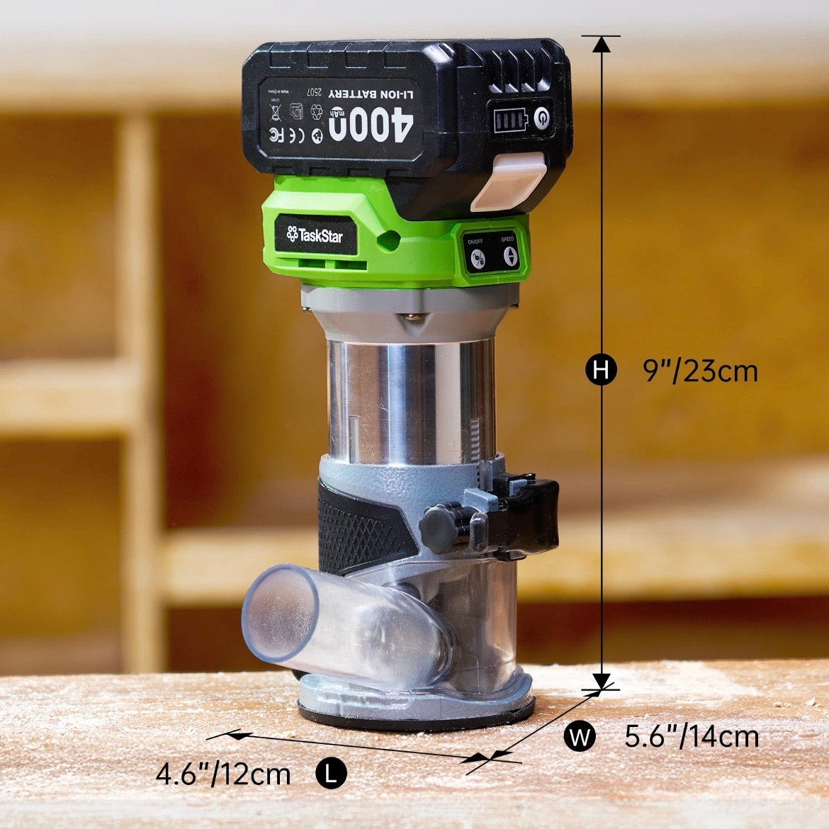 18V Akku Bürstenlos Oberfräse Einhandfräse Trimmer Handfräse