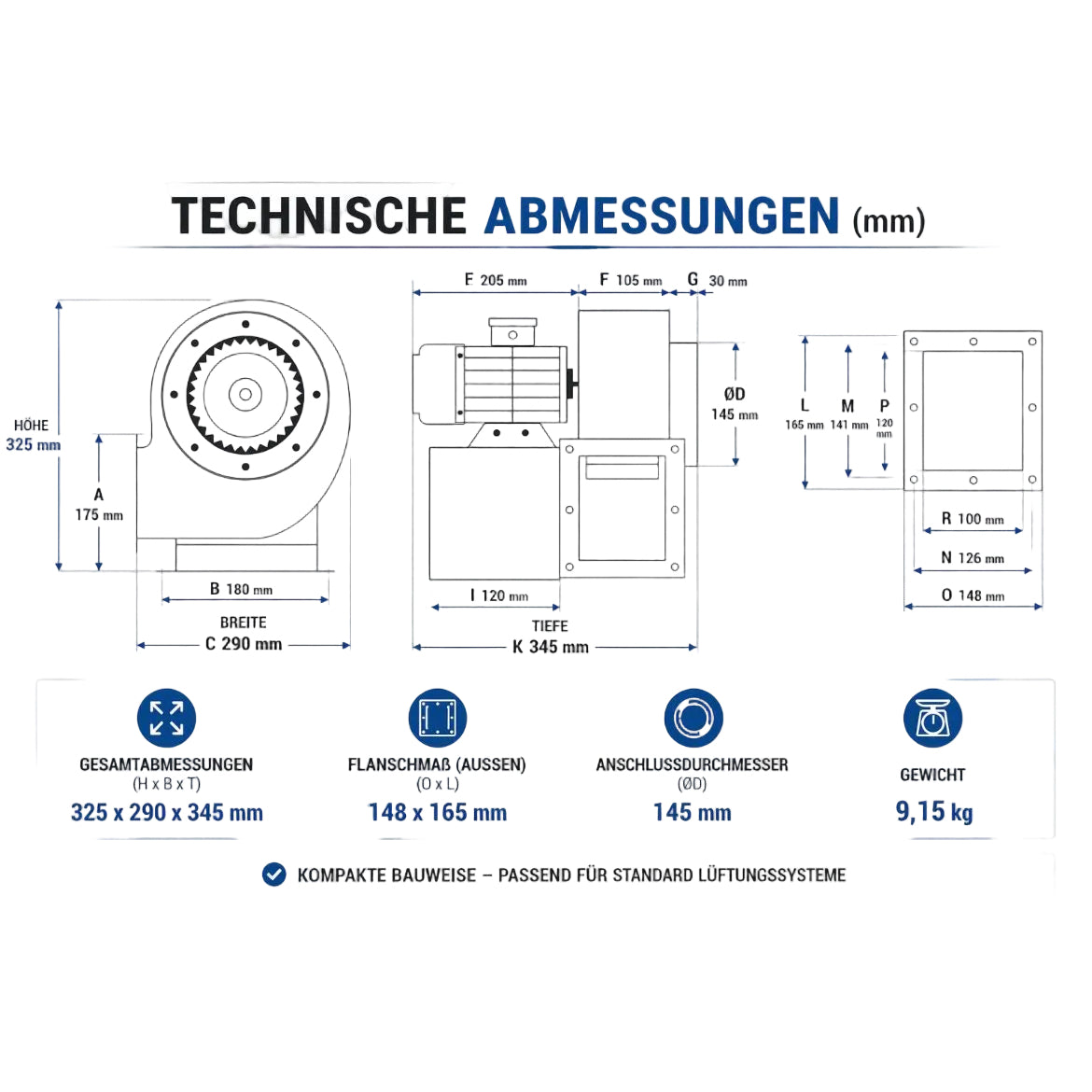 Radialventilator Ventilator Luftabsaugung Radialgebläse Gebläse