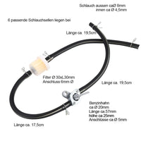 2x Universal Benzinhahnset 2x Filter 6x Schlauch Benzinhahn Set