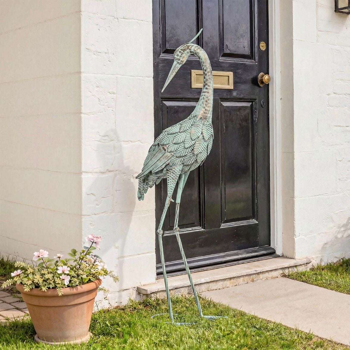 Reiher Gartenstatue Metall Vogel Dekoration Statue 88cm Skulptur