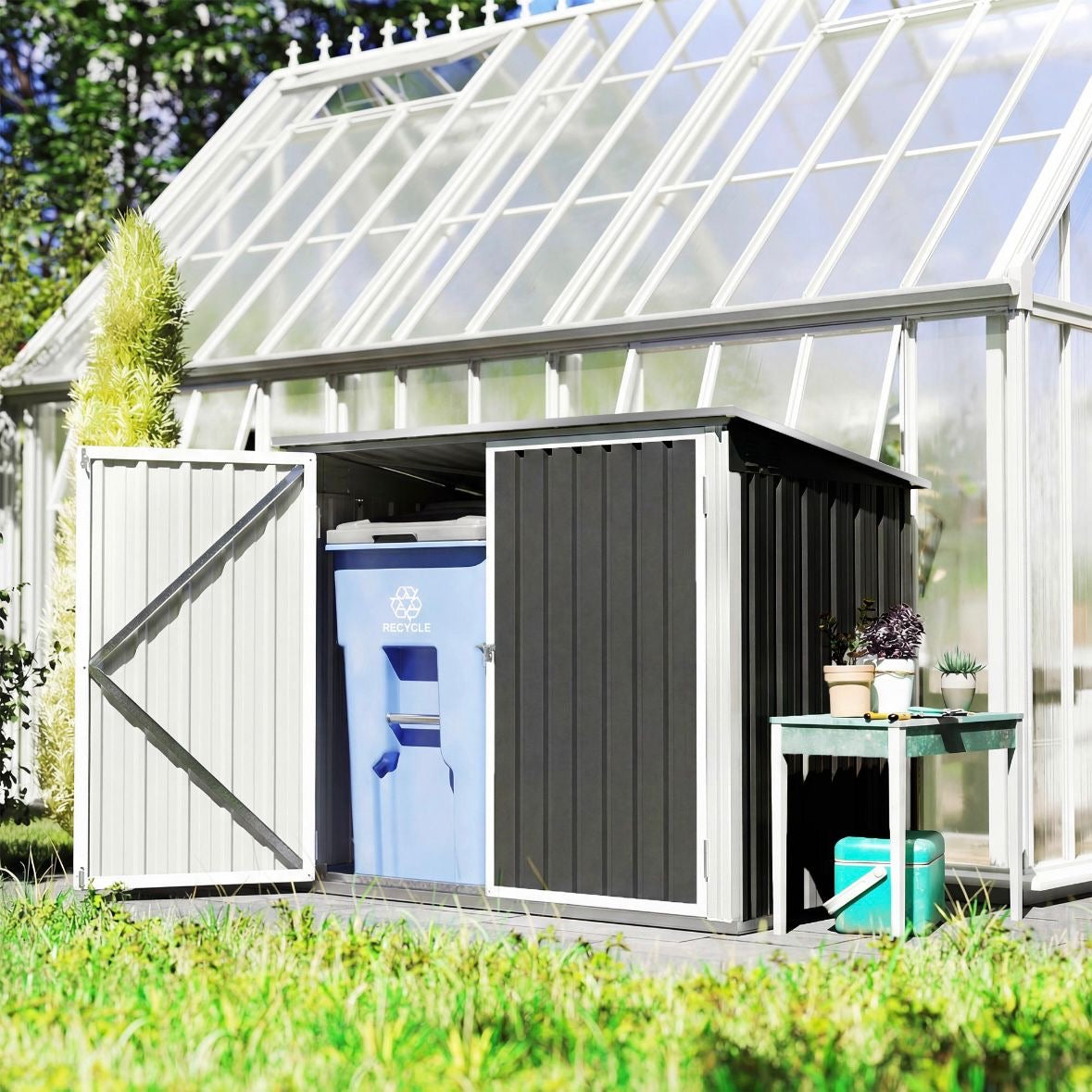 Mülltonnenbox 2x Mülltonnen Gartenbox Müllbox Tonnen Garten