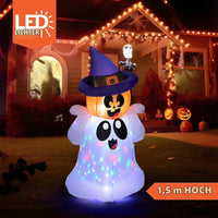 Halloween 1,5 Aufblasbarer LED Kürbisgeist Außendekoration Deko