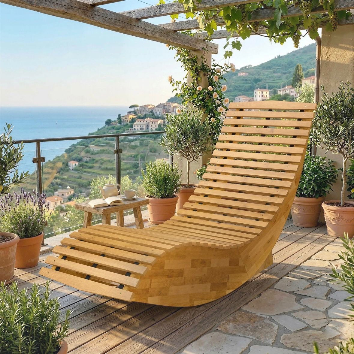 Sonnenliege Akazienholz Klappbar Ergonomisch Gartenliege Liege