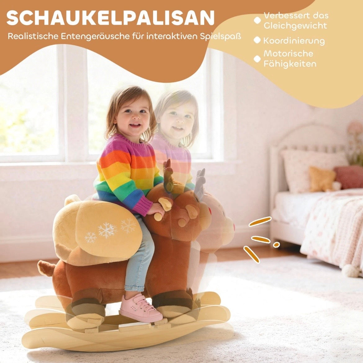 Kinder Schaukelpferd Baby Schaukeltier Rentier Schaukel