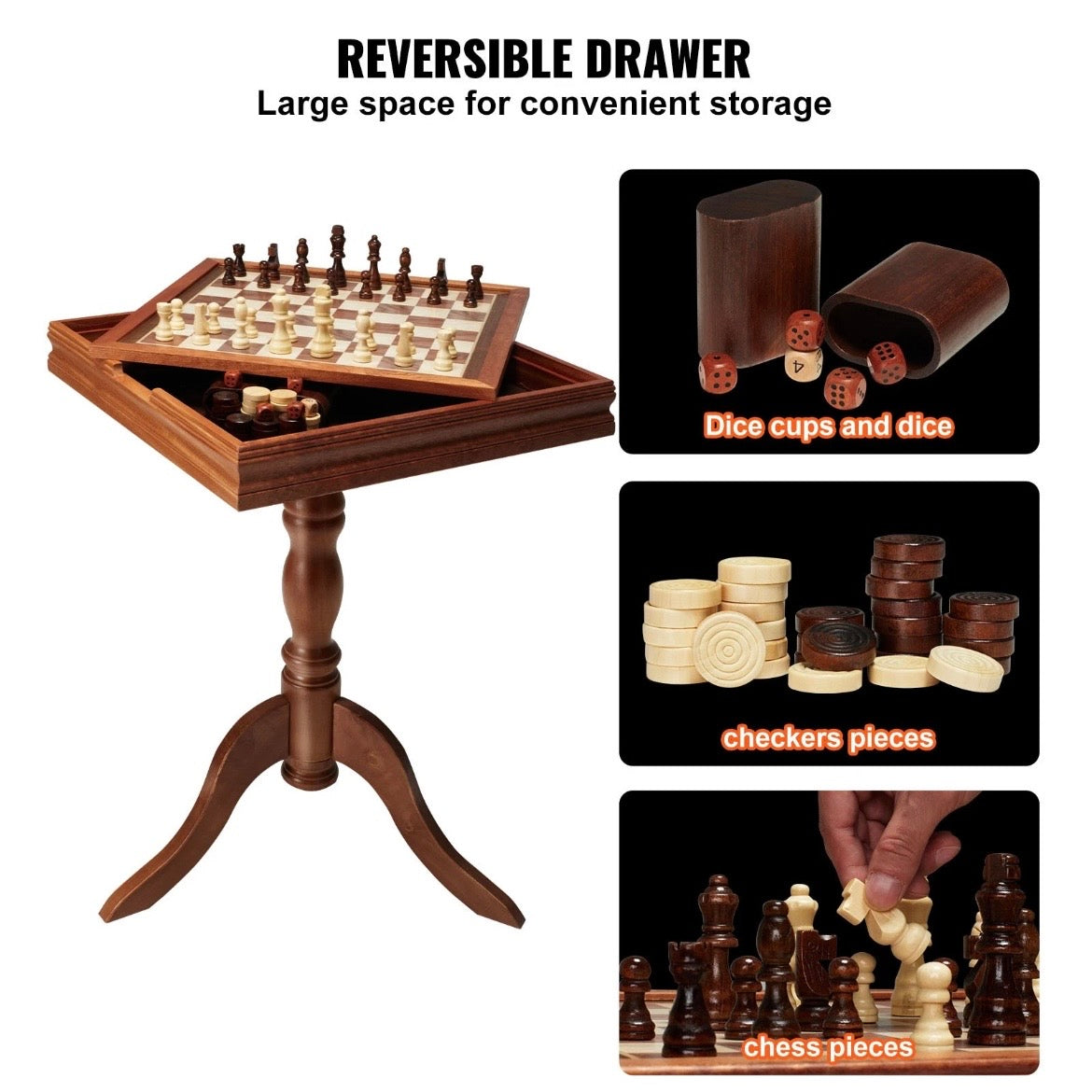 Holzschachspiel Schachset Schachbrett Schachtisch 39x39cm Schachfiguren