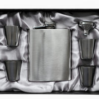 6tlg Flachmann Edelstahl Set 240ml Becher Trichter Geschenkbox