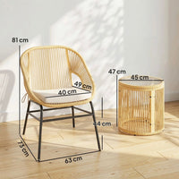 3tlg Rattan Bistroset Gartenmöbel Set 2 Gartenstühle Möbelset