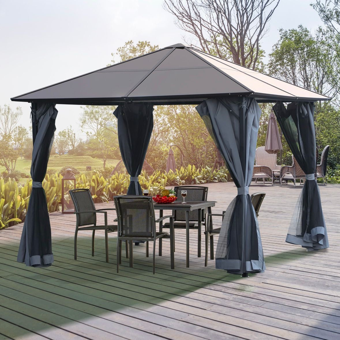 3x3m Pavillon Gartenpavillon Pergola Überdachung Partyzelt inkl. Seitenteile
