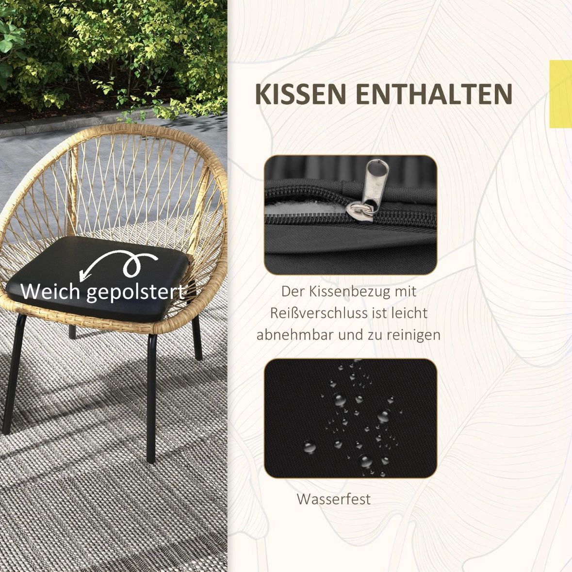 Gartenmöbel-Set 2 Stühlen Tisch