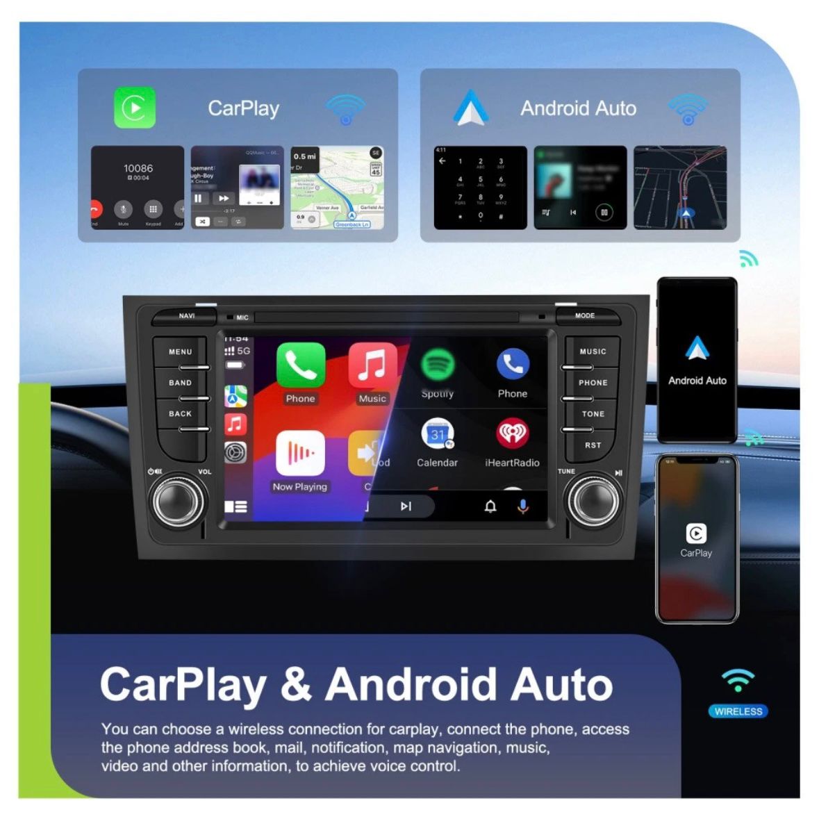 Autoradio für AUDI A6 C5 1997-2004 Android 15 GPS WIFI 4G+64G RDS