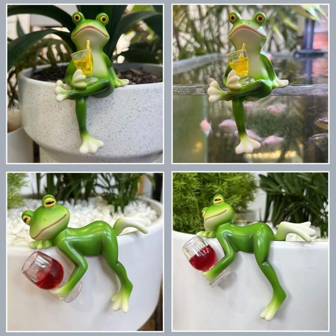3x Froschfigur Froschstatue Dekoration Garten für Draußen