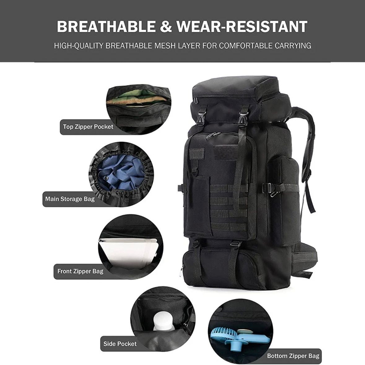 70L Rucksack Wanderrucksack Trekkingrucksack Reiserucksack
